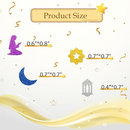 100pcs Eid Mubarak Confetti, Gold Glitter Ramadan Kareem Table Confetti for Muslim Islamic Party, Eid Paper Cut Outs, Holiday Festival Birthday Party Table Decoration - style: Mubarak-1