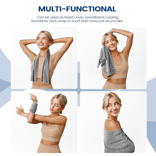 Clothirily 6 Pack Cooling Towels, 40x12 Breathable Gym Towel for Neck Face | 6 Pack Set, Instant Cooling Effect, Breathable Microfiber, For Gym Yoga Camping Running, Quick-Dry&Reusable, Fits Neck&Face - color: 3 Grey/3 Black-b