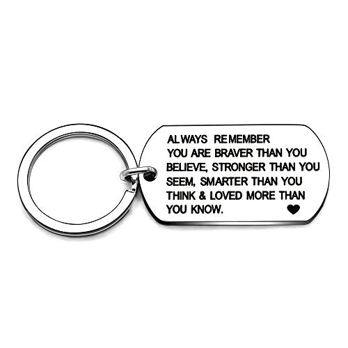 lauhonmin Stainless Steel Key Chain Ring You Are Braver Stronger Smarter Than You Think Pendant Family Friend Gift (Style B Stainless Steel) - color: Style B Stainless Steel