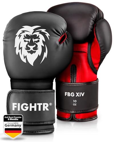 FIGHTR® Boxing Gloves - Maximum Protection & Stability | Boxing Gloves for Boxing, MMA, Muay Thai & Kickboxing | Sizes 8-16 oz - color: Black / Red, size: 12 oz