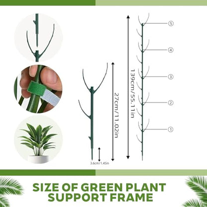 Stackable Monstera Plant Support Stakes,Stackable Indoor/Outdoor Support Pole with Clamps,Climbing Plant Support Structures Plant Holder Stick Moss Pole for Support Tall Potted Plants (set2)