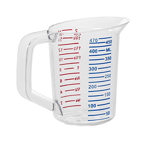 Rubbermaid Commercial Products Bouncer Clear Measuring Cup, 2-Cup/0.5-Quart, Clear, Strong Food Grade, Easy Read for Liquid/Dry Ingredients, for Home/Professional Kitchen (Pack of 6) - size: 1/2 Qt (Pack of 6)