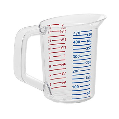 Rubbermaid Commercial Products Bouncer Clear Measuring Cup, 2-Cup/0.5-Quart, Clear, Strong Food Grade, Easy Read for Liquid/Dry Ingredients, for Home/Professional Kitchen (Pack of 6) - size: 1/2 Qt (Pack of 6)