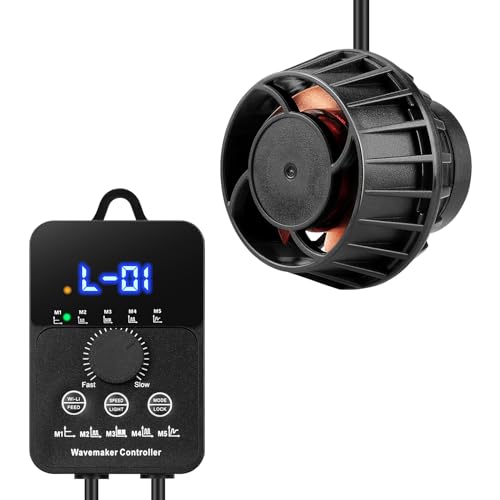 2100GPH Aquarium Wave Maker with Controller Mini DC 24V 12W Powerhead with Magnetic Mounting, Wavemaker with LED Display for 50 to 100 Gallon Tank - size: 12W 2100GPH