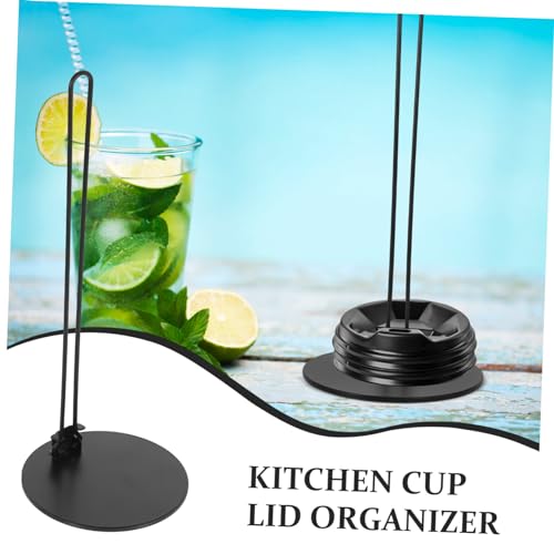 Luxshiny 2Pcs Vertical Cup Lid Organizer Space Saving Stacking Rack for Mason Jar Covers Holder for Kitchen Countertop Storage No Drill Installation