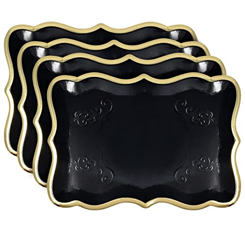 Black & Gold Rectangle Dessert Trays, 10 Pack, 9" x 13" - color: Black, Gold