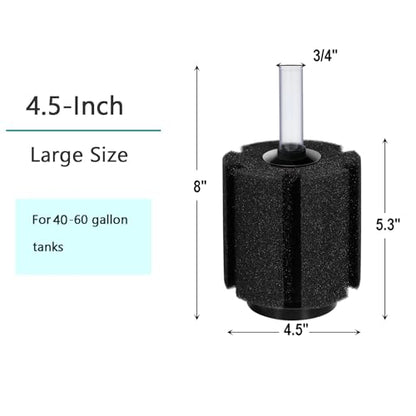 AQUANEAT Aquarium Bio Sponge Filter Breeding Fry Betta Shrimp Nano Fish Tank (Large up to 60Gal) - size: Large up to 60Gal