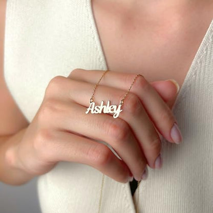 Arabic Name Necklace for Women, Personalized Script Pendant 14K Solid Gold or Gold Vermeil, Mothers Day Gift for Mom from Daughter, Christmas Necklace for Her