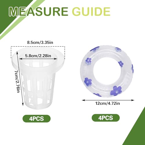 4 PCS Floating Aquarium Plant Holder Plastic Fish Tank Basket | Aquatic Pot with Floating Rings, for Fish Tank Aquaponic Plant Cultivation and Aquascape Decorations