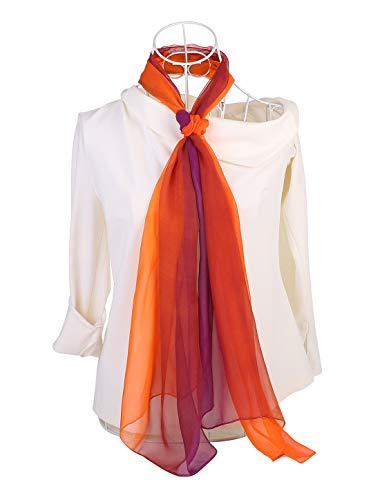 uxcell Women'sChiffon Sheer Long Scarf Silky Gradient Party - color: Orange Purple