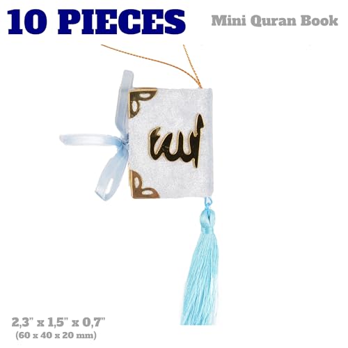 Set of 10 Quran Book for Muslim Favors Quran Book Arabic Hajj Favors Car Hanging Quran Islamic Gift (Blue) - color: Blue