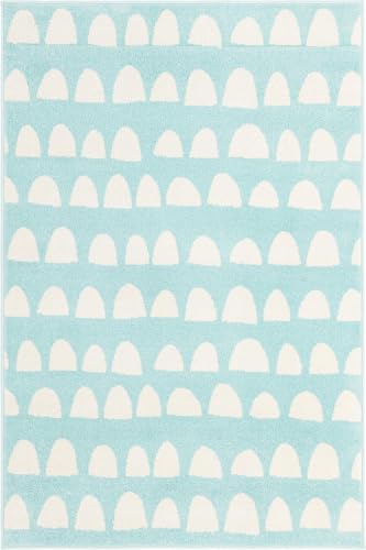 Rugs.com Whimsy Kids Collection Rug – 4x6 Clear Blue Medium-Pile Rug Perfect for Entryways, Kitchens, Breakfast Nooks, Accent Pieces - color: Clear Blue, size: 4' x 6'