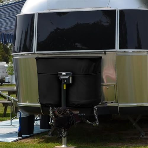 Black Camper Dual 20lb RV Propane Tank Cover Travel Trailer Propane Tank Cover Waterproof Heavy Duty Propane Gas Cylinder Cover - color: Black, size: S(20LB)