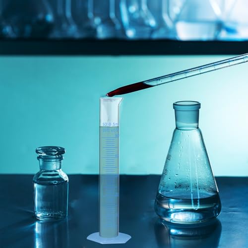 Antrader Measuring Cylinder, 3-Pack Transparent Graduated Test Tube Plastic Lab Cylinder Flask with 2-Sided Marking, 50ml