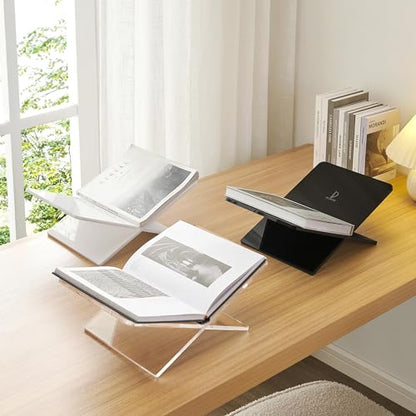 Acrylic Book Stand 15 x 9 x 6 in - Large Open Display for Cookbooks, Art, Bible, Guest Books - Coffee Table Reading Stand - Black - color: Black, size: Large