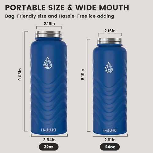 32oz Stainless Steel Insulated Water Bottle, 48H Ice Cold & 24H Hot, Leak-Proof Wide Mouth Lids (Straw & Spout), BPA-Free Bottles, Mens Water Bottle for Gym, Hiking, Travel - Blue - color: Blue, size: 32 Ounces