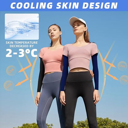 BHYTAKI UV Sun Protection Arm Sleeves, UPF 50 Sports Cooling Arm Compression Sleeves for Men Women Teenager - color: 2 Black+2 White+2 Navy Blue