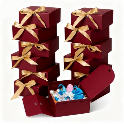 WLUSEAXI 12 Pack Small Gift Boxes with Lids for Presents, Red Gift Boxes - color: Red