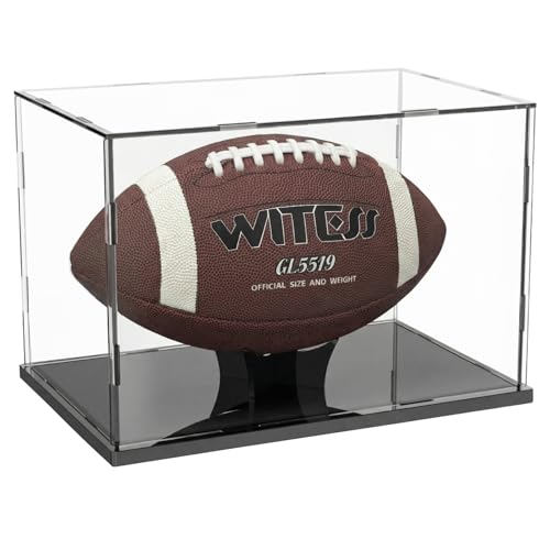 Acrylic Football Display Case with Ball Holder Base – a Memorabilia Showcase Storage Box Designed for Full-Size Football Collectibles. Perfect for Sport Lovers to Display Their Footballs - size: Football