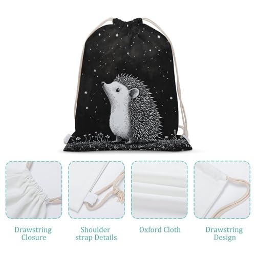 Hedgehog Drawstring Backpack Canvas String Bag Lightweight Sports Gym Bag for Men Women - color: Color-5
