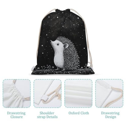 Hedgehog Drawstring Backpack Canvas String Bag Lightweight Sports Gym Bag for Men Women - color: Color-5