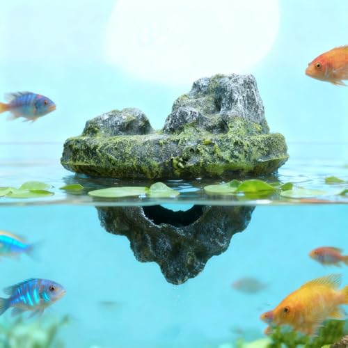 Aquarium Floating Island Decorations,Floating Fish Tank Decorations,Fisherman Aquarium Decor Island,for Betta Fish, Guppies, Goldfish, Shrimps, and Hermit Crabs