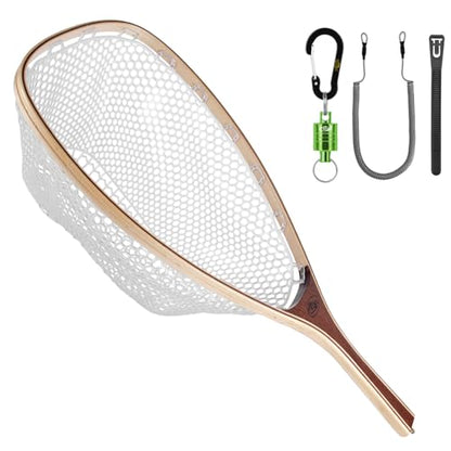 SF Fly Fishing Landing Net Soft Rubber Mesh Trout Net Catch and Release Net - style: Square Head Combo C