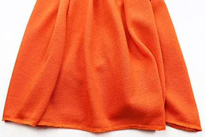 vabovin Head Wraps for Black Women Stretch Jersey Knit Turban Headwrap Solid Color Headscarf Headband Shawl - color: 07- Orange