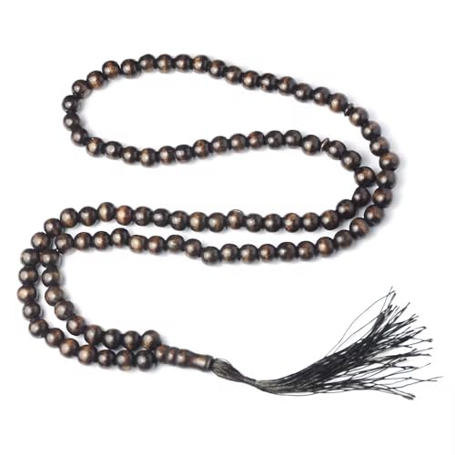 Wooden Tasbih Prayer Beads, 99 Bead Mala, Handcrafted with Tassel, for Dhikr, Meditation and Spiritual Focus