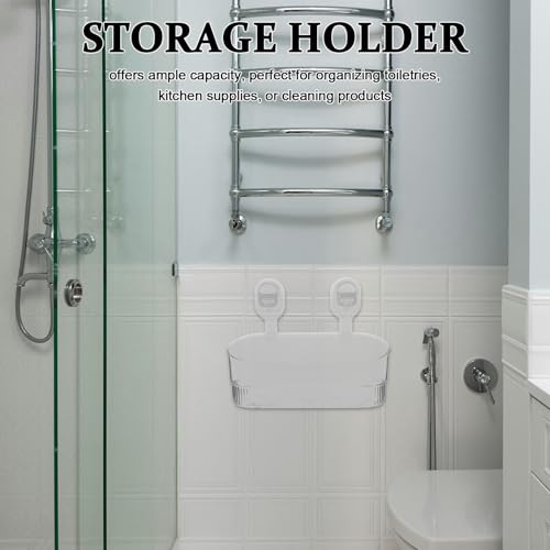 PRETYZOOM Shower Suction Cup Organizer No-Drill Bathroom Suction Storage Box Transparent Plastic Shower Caddy for Shampoo Body Wash Lotion Skin Care Products 12.79 X 5.11 X 4.72 in