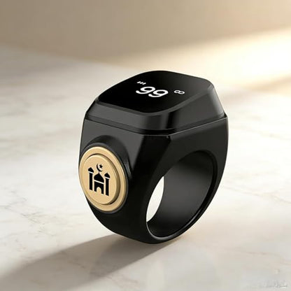 Smart Tasbih Zikr Ring,22mm(13) Muslim Digital Azan Alarm Clock,APP Support Digital Counter Prayer Reminder Rings, Waterproof 4 Digit Finger Counter zikr Ring for Muslims - size: 22mm