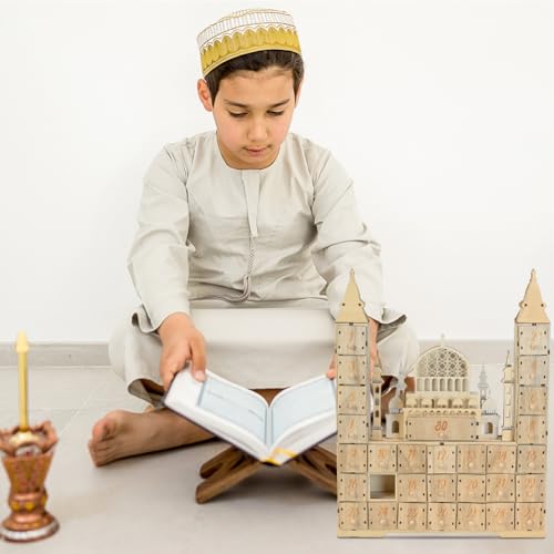 Ramadan Eid Mubarak Countdown Calendar Decoration, Ramadan Advent Calendar with Wooden Drawers, Wood Advent Calendar for Muslim Ramadan Party Decoration