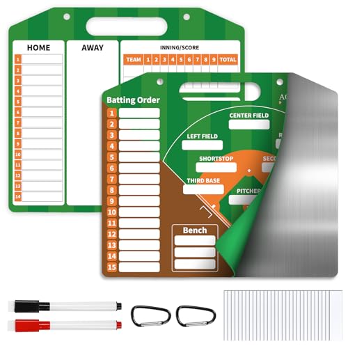AOLEBA Baseball Lineup Board for Dugout,Dry Erase Magnetic Metal Baseball Clipboard for Coaches - style: Horizontal - Brown