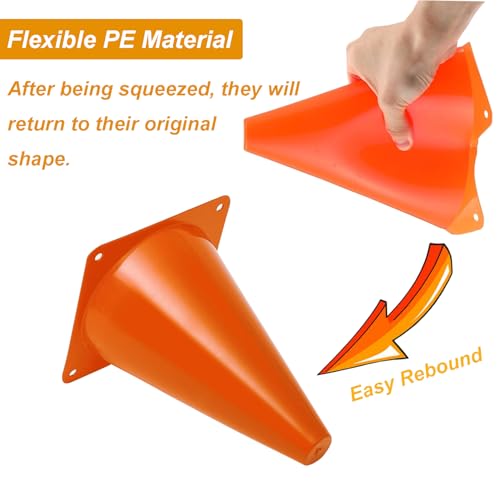 7 Inch Soccer Cones with Carry Bag,15 Pcs Sports Training Cones, Basketball Football Skating Drills Cones, Small Plastic Agility Marker Cone For Indoor and Outdoor Games,Orange Mini Traffic Cones