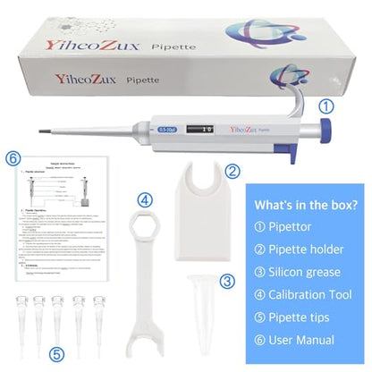 High-Precision Adjustable Single Channel Pipettor 0.5-10ul for Laboratory | High Accuracy, Manual Variable Volume Micropipette Compatible with Molecular Biology and Cell Culture Research - size: 0.5-10ul