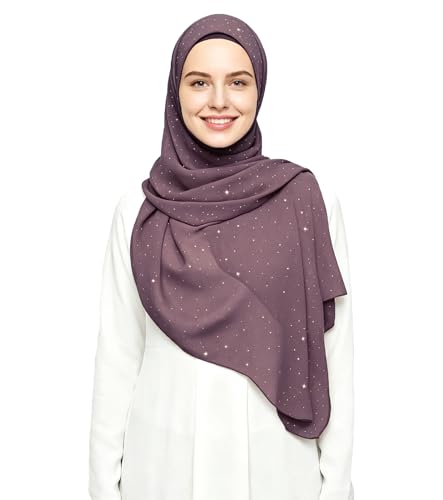 Lina & Lily Sparkle Shimmer Gold Glitter Women's Chiffon Hijab Head Scarf Shawl Wrap Lightweight - color: Berry