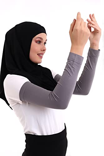 ihvan online, Women's Hijab Muslim Prayer Sleeve, Sleeves to Cover Arms for Women, Soft Stretchy Modest Hijab Arm Sleeves - color: Smoky
