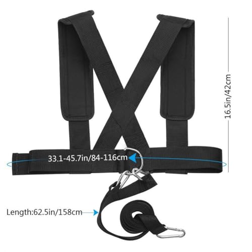 Sled Harness for Exercise, Adjustable Nylon Running Resistance Training Vest with Shoulder Pads for Football Basketball Strength Building, Black