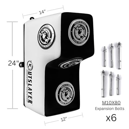 Outslayer Wall Mount Punching Bag - Space-Saving Boxing Training Equipment for Hooks, Uppercuts, Straight Combinations - High Density Foam, Wall Mounted Uppercut Boxing Bag - color: White