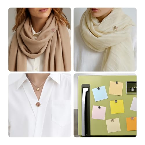 Magnetic Hijab Pins,Pinless No-Snag Hijab & Scarf Magnets, Round Flower Star Designs, Gold Silver Rose Gold Gunmetal, Secure Fabric-Friendly Closures