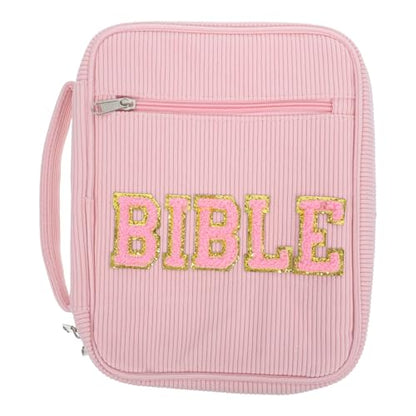 Bible Cover Case: Bible Organizer Quran Carrying Bag with Zipper & Handle - Religious Book Cover Tote for Christmas Christian, Pink - color: Pink