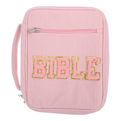 Bible Cover Case: Bible Organizer Quran Carrying Bag with Zipper & Handle - Religious Book Cover Tote for Christmas Christian, Pink - color: Pink