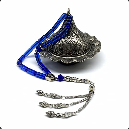 -Gentle Men Collection- Prayer Beads-Worry Beads-Tesbih-Tasbih-Tasbeeh-Misbaha-Masbaha-Subha-Sebha-Rosary (Blue Glass Prayer Beads -15 x 6mm 17 Beads) - color: Blue Glass Prayer Beads -15 x 6mm 17 beads