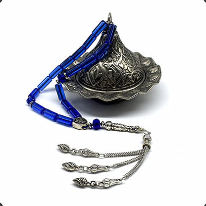 -Gentle Men Collection- Prayer Beads-Worry Beads-Tesbih-Tasbih-Tasbeeh-Misbaha-Masbaha-Subha-Sebha-Rosary (Blue Glass Prayer Beads -15 x 6mm 17 Beads) - color: Blue Glass Prayer Beads -15 x 6mm 17 beads