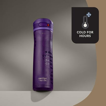Contigo x Ally Love Jackson Chill 2.0, Stainless Steel, Spill Proof Water Bottle with AutoPop Lid, BPA Free, 24oz, Violet - color: Violet, size: 24oz (Pack of 1), style: Ally Love