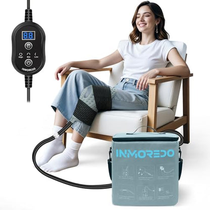 Inmoredo Cold Therapy Machine for Knee After Surgery, Ice Machine for Knee | Programmable Ice Therapy Machine for Knee Replacement, Universal Compression Pad for Shoulder/Arm/Hip/Ankle
