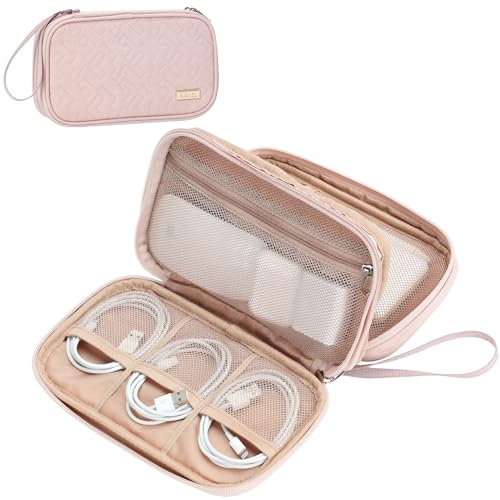 NISHEL Electronics Travel Organizer Cord Case, Charger Cable Tech Bag - color: Pink, size: Medium