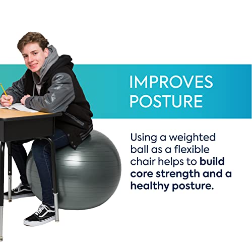 Bouncyband Balance Ball – Create Flexible Seating to Improve Focus at School, Office, or Home with This No-Roll Weighted Ball - color: Dark Gray, size: Large (Pack of 1)