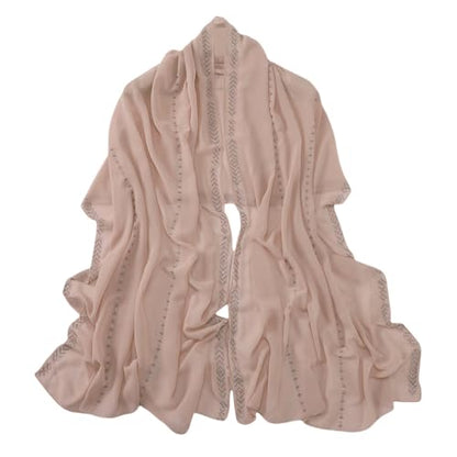 RARITYUS Sparkly Rhinestone Hijab Scarf for Women Silky Chiffon Instant Muslim Islamic Hijab Head Wrap Long Shawls - color: Pink