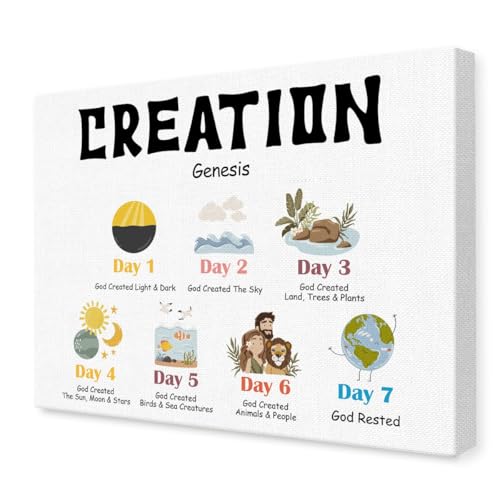 Christian Nursery Wall Decor,Creation Genesis Canvas Wall Art,Inspirational Christian Wall Decor for Sunday School Kids Room - color: Kids Bible10